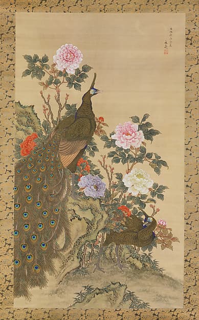 Peacocks and Peonies, by Tani Bunchō