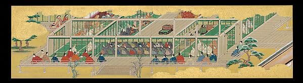 “A Branch of Sacred Evergreen” (Sakaki), from the Moriyasu Version, known as the Phantom Genji Scrolls (Maboroshi no Genji monogatari emaki, Moriyasu-bon)