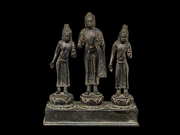 Buddha Attended by Bodhisattvas Avalokiteshvara and Maitreya