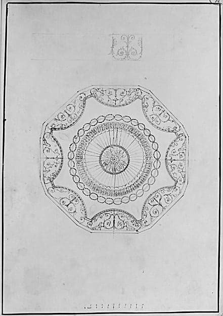 Design for WIthdrawing Room Ceiling at Hagley Park, Staffordshire, by James Wyatt