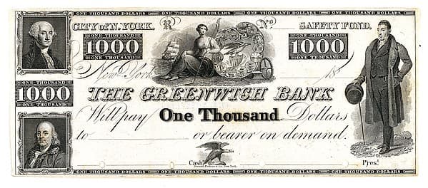 American Bank Notes of various denominations, by Asher Brown Durand