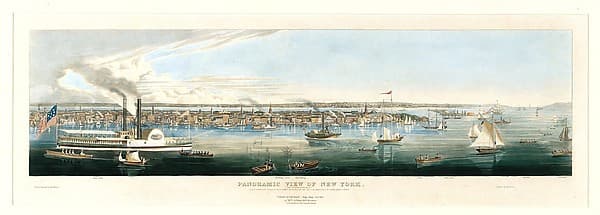 Panoramic View of New York Taken from the North River, by Robert Havell Jr.