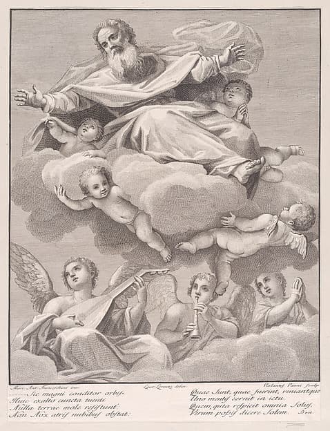 God with musical angels and cherubim, by Violante Vanni