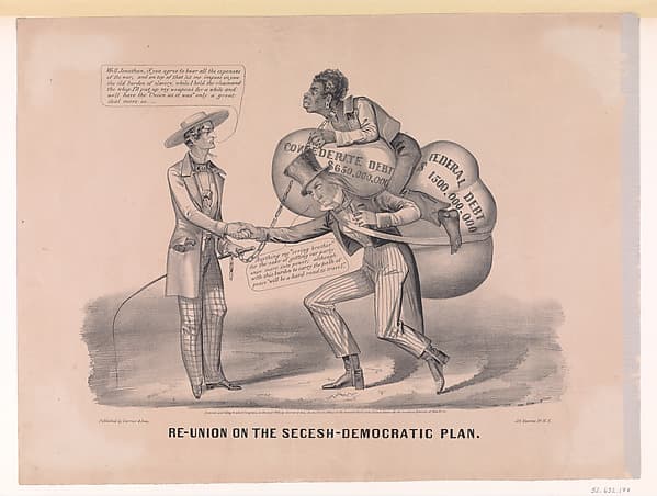 Re-union on the Secesh-Democratic Plan, by Currier & Ives