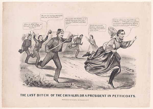 The Last Ditch of the Chivalry, or a President in Petticoats, by Currier & Ives