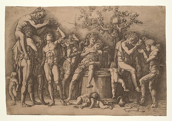 Bacchanal with a Wine Vat, by Andrea Mantegna