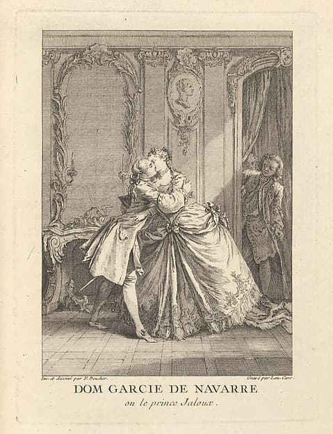 Dom Garcie de Navarre ou le prince Jaloux, from "Gravures de Boucher pour les Oeuvres de Molière" [Figures de Boucher pour Molière], by Laurent Cars