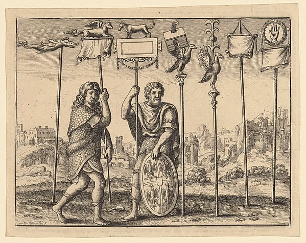 Seven Roman Standards, from "De Studio militari...", by Wenceslaus Hollar