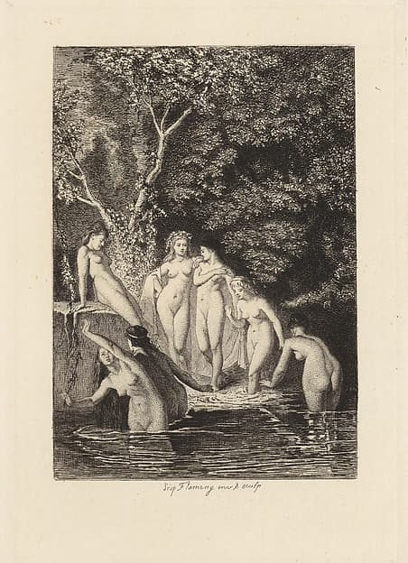Le Bain, plate 6 from "The Decameron", by Léopold Flameng