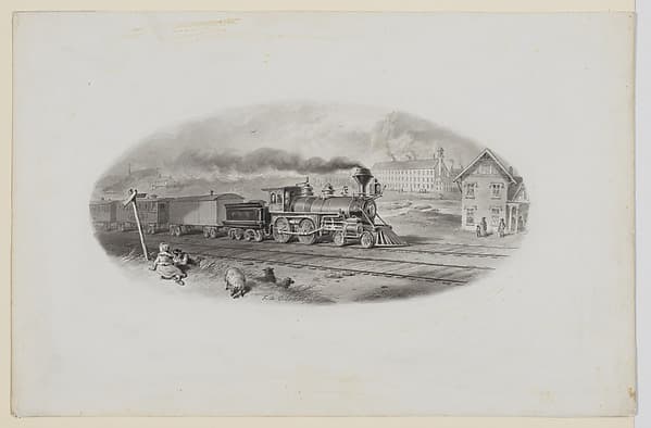 A train in a landscape, by Felix Octavius Carr Darley