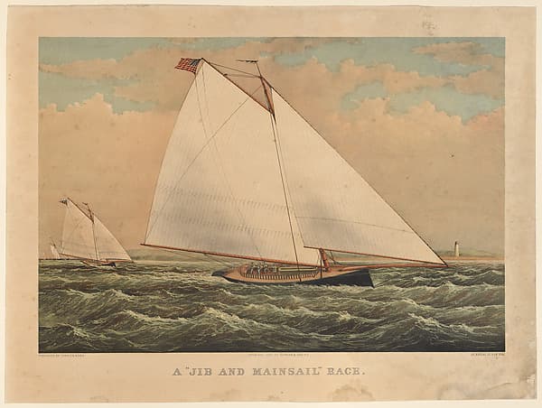 A "Jib and Mainsail" Race, by Currier & Ives