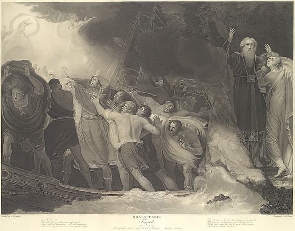 The Enchanted Island, Before the Cell of Prospero - Prospero and Miranda (Shakespeare, The Tempest, Act 1, Scene 1), by Benjamin Smith