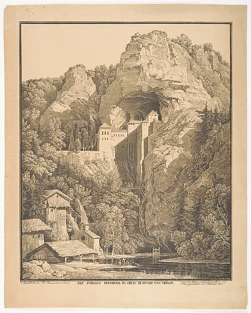 Das Schloss Prediama in Crein XII Stund: von Triest, by Karl Friedrich Schinkel