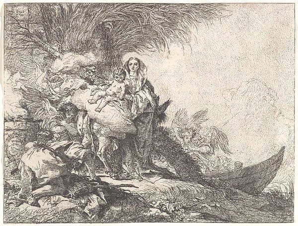 Joseph Adoring the Christ Child near a Smoking Altar, from the Flight into Egypt, by Giovanni Domenico Tiepolo