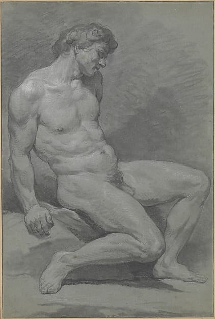 Seated Male Nude Facing Right, by Nicolas Bernard Lépicié