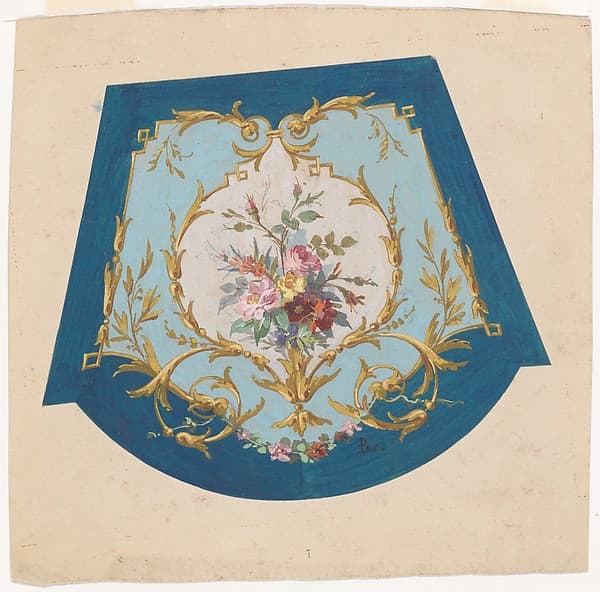 Design for a Chair Seat Cover, by Anonymous, French, 19th century