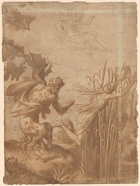 The Metamorphosis of Syrinx, by Anonymous, French, School of Fontainebleau, 16th century