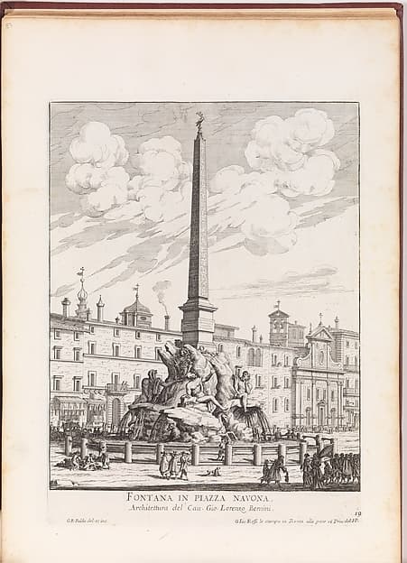 Fontana in Piazza Navona [Fontana dei Quattro Fiumi], from "La Fontane di Roma nelle Piazze e Luoghi Publici (...)", by Giovanni Battista Falda