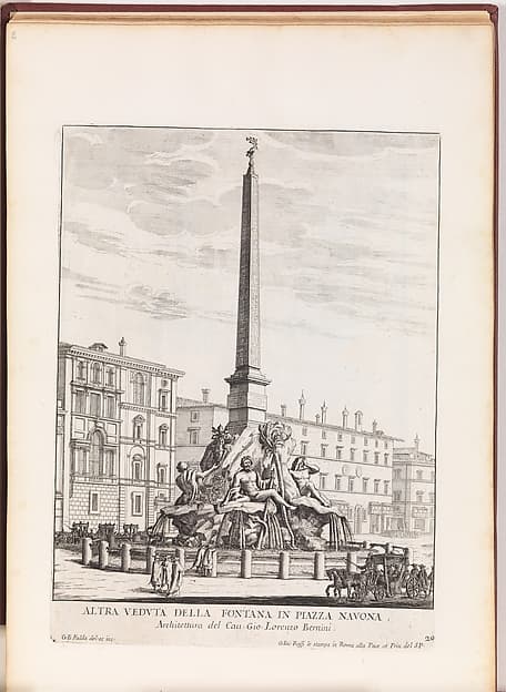 Altra Veduta della Fontana in Piazza Navona [Fontana dei Quattro Fiumi], from "La Fontane di Roma nelle Piazze e Luoghi Publici (...)", by Giovanni Battista Falda