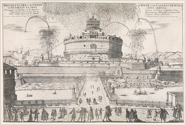 The Girandola at the Castel Sant'Angelo, Rome, 1692, by Giovanni Battista Falda