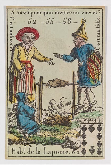 Hab.t de la Laponie, from the playing cards (for quartets) "Costumes des Peuples Étrangers", by Anonymous, French, 18th century