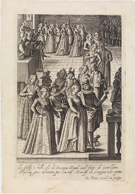 Le feste o balli from Habiti d'huomeni et donne Venetiane, by Giacomo Franco