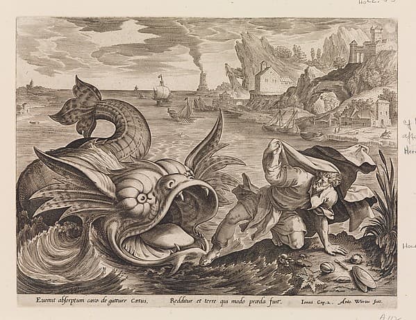 Jonah Cast on Shore by the Fish, from "The Story of Jonah", by Maerten de Vos