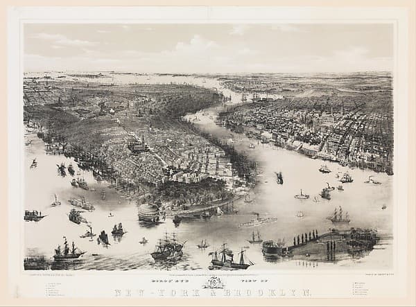 Bird's Eye View of New York and Brooklyn, by John Bachmann