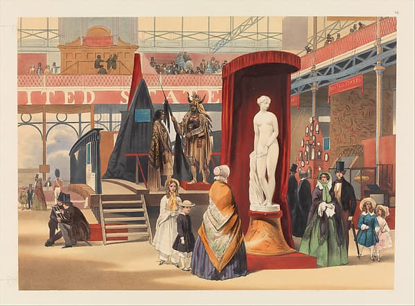 View in the East Nave; The Greek Slave, by Power [sic], from "Recollections of the Great Exhibition, 1851", by John Absolon
