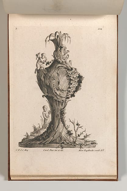 Design for a large Vase representing Earth, plate 3 from "Neu inventierte Vasi auf die neueste manier", by Jacob Gottlieb Thelot