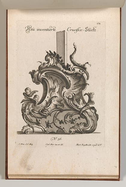 Design for the Base of a Crucifix, plate 1 from "Neü inventierte Crucifix Stöcke", by Jacob Gottlieb Thelot