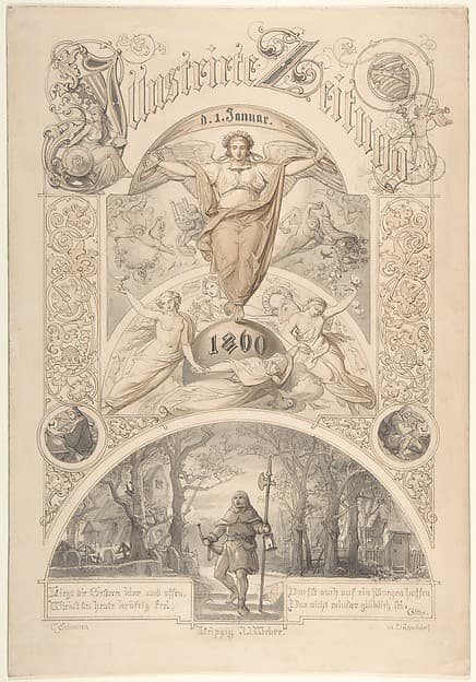 Cover design for the "Illustrirte Zeitung", by Johann Caspar Nepomuk Scheuren