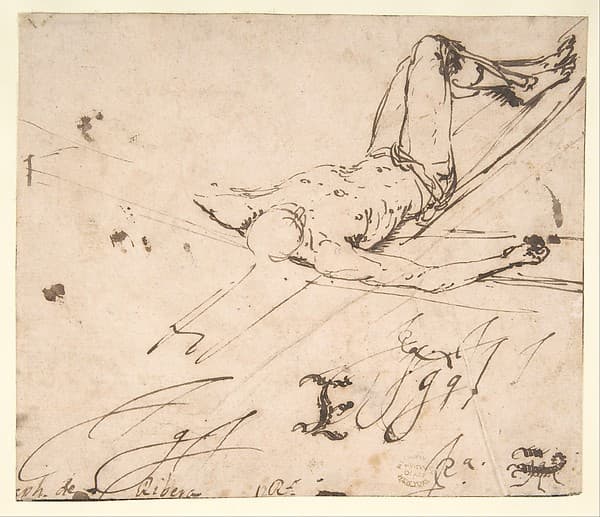 Study for a Crucifixion of St. Peter, by Jusepe de Ribera (called Lo Spagnoletto)