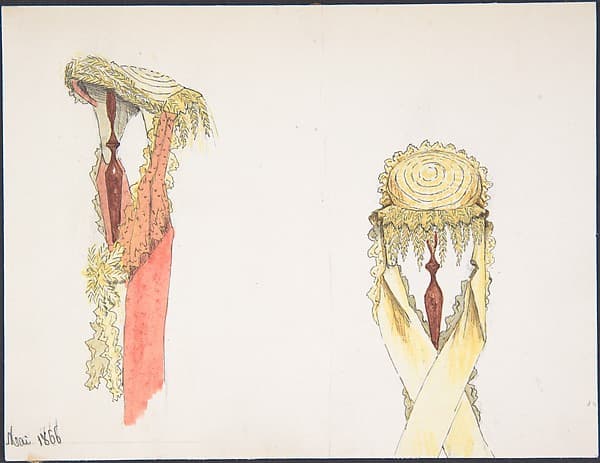 Two Views (Side and Front) of a Hat on a Stand, by Auguste Félix