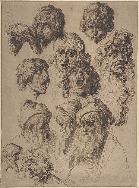 Study of Eleven Heads, by Jacques de Gheyn II