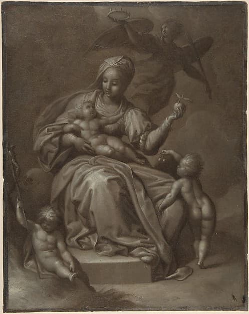 Virgin and Child, and Saint John the Baptist (recto); Summary sketches, possibly the Virgin and Child (verso), by Jacob de Backer