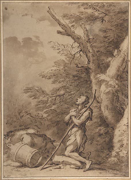 The Prodigal Son Kneeling Repentant among Swine, by Salvator Rosa