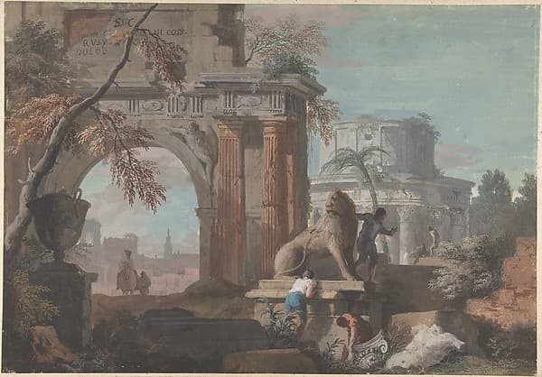 Capriccio with Roman Ruins, by Marco Ricci