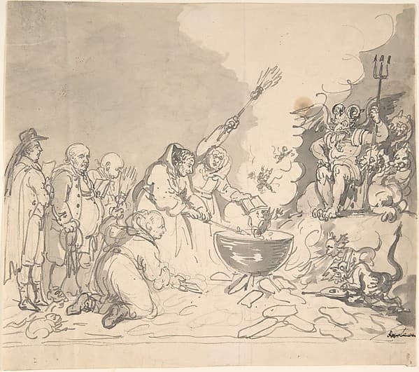 Study for "A charm for democracy, reviewed, analyzed, and destroyed January 1, 1799" (recto and verso), by Thomas Rowlandson