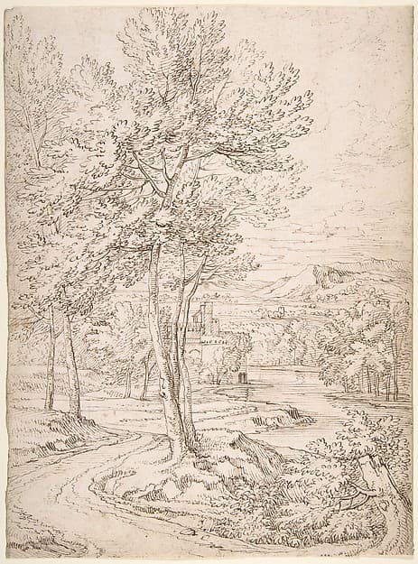 Classical Landscape with a Building and a River, by Abraham Genoels II