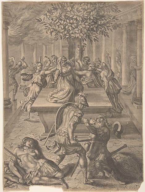 The Sack of Troy–Pyrrhus Killing Priam, by Pierre Lombart