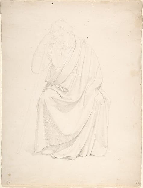 A Drapery Study of a Seated Man, by Johann Friedrich Overbeck