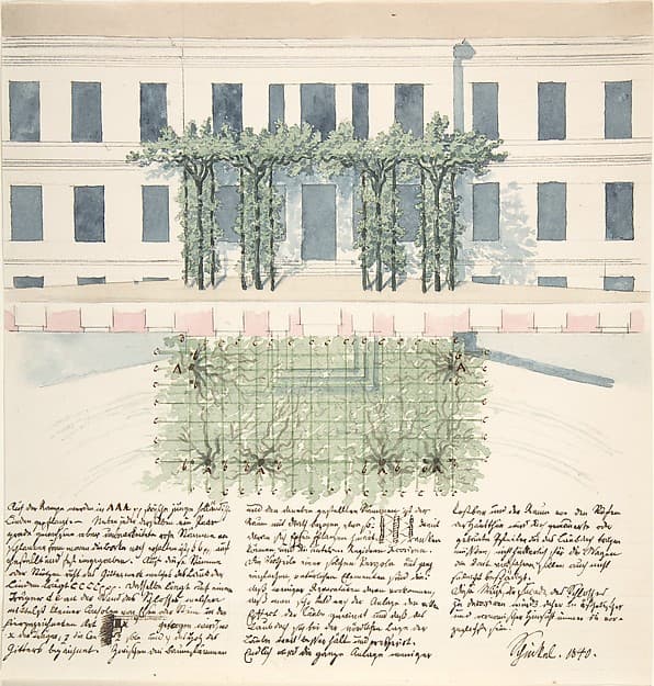 Elevation and Plan of the Façade of a Building, by Karl Friedrich Schinkel