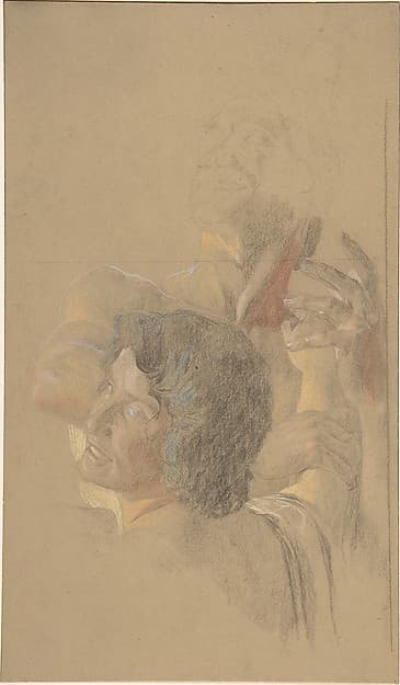A male and a female figures (study for 'Golgotha'), by Otto Greiner