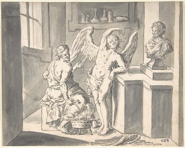 Daedalus Forming the Wings of Icarus out of Wax, by Franz Xaver Wagenschön
