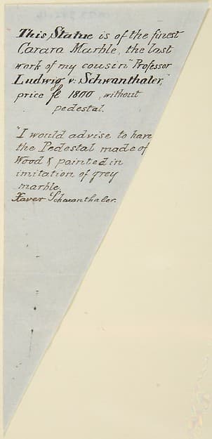Explanatory note relating to sculpture of Nymphy by Ludwig Michael von Schwanthaler, by Franz Xaver Schwanthaler