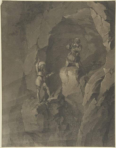 Soldiers in a Cave Receiving Blessings from Heaven, by Franz von Hauslab the Younger