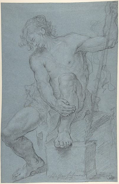 Seated Male Nude Holding a Staff, by Franz Xaver Messerschmidt
