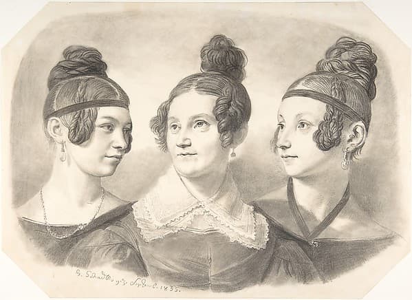 Portrait of Frau von Oppen and Her Two Daughters, by Johann Gottfried Schadow