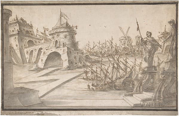 Harbor Scene, by Nikolaus Gottfried Stuber